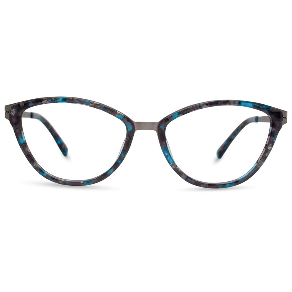 NIB Modo Grey Aqua Marble Cat-Eye Glasses